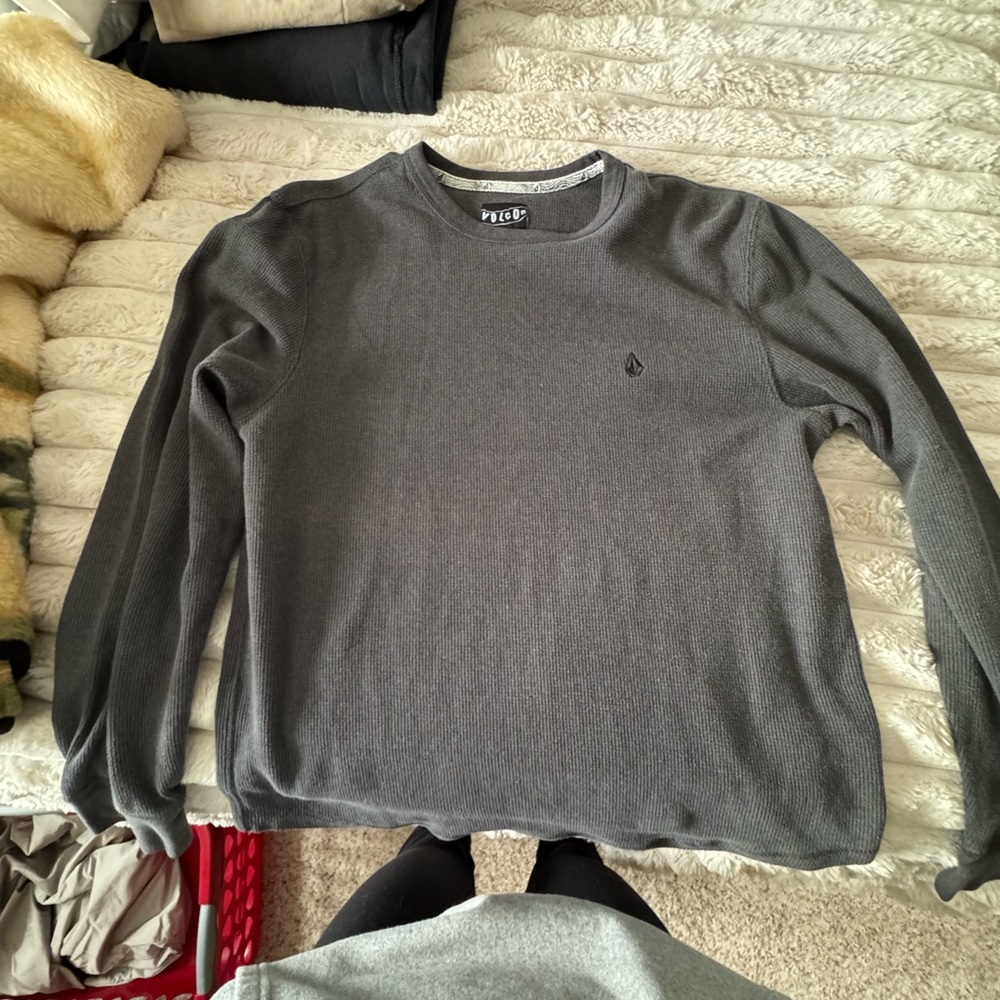 Volcom Men's Charcoal Gray Crewneck Pullover